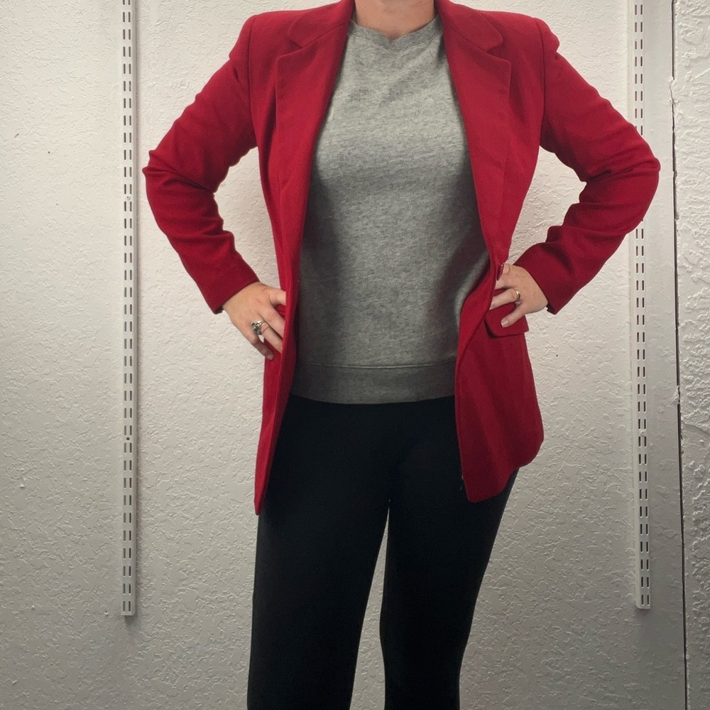 Imperfect 1980s vintage wool blazer Talbots size 10 100% wool blazer‎ cherry red - Picture 15 of 15